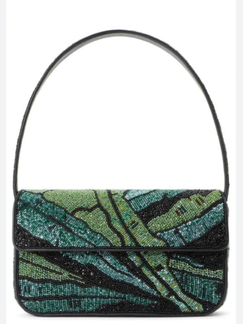 LIKE NEW STAUD Tommy Beaded Bag, Green Palm